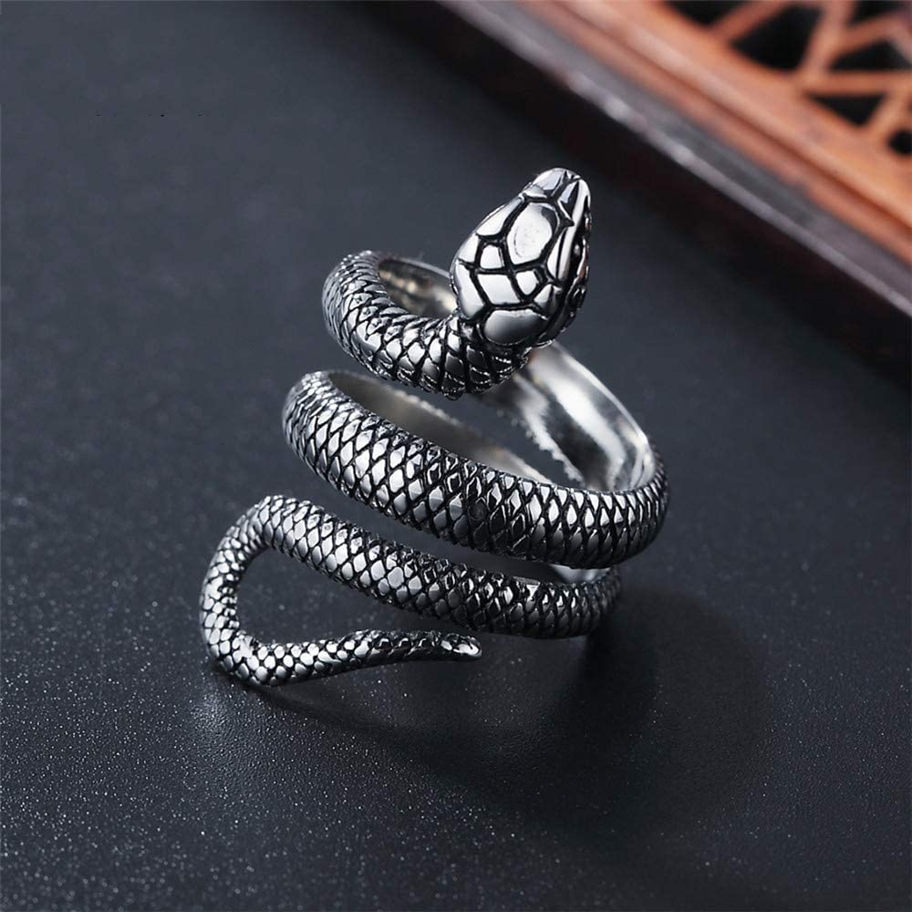 Rockyu One Size Fits All Gold Snake Ring with Titanium Ideal for Protection from Evil and Good Stylish Snake Fashion Accessory Men's Finish, Luck,