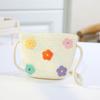 Borsa in paglia con cerniera e fiore per bambina, simpatici accessori per foto, borsa a tracolla intrecciata a mano per bambini, cestino portaoggetti, portamonete, borsa a tracolla