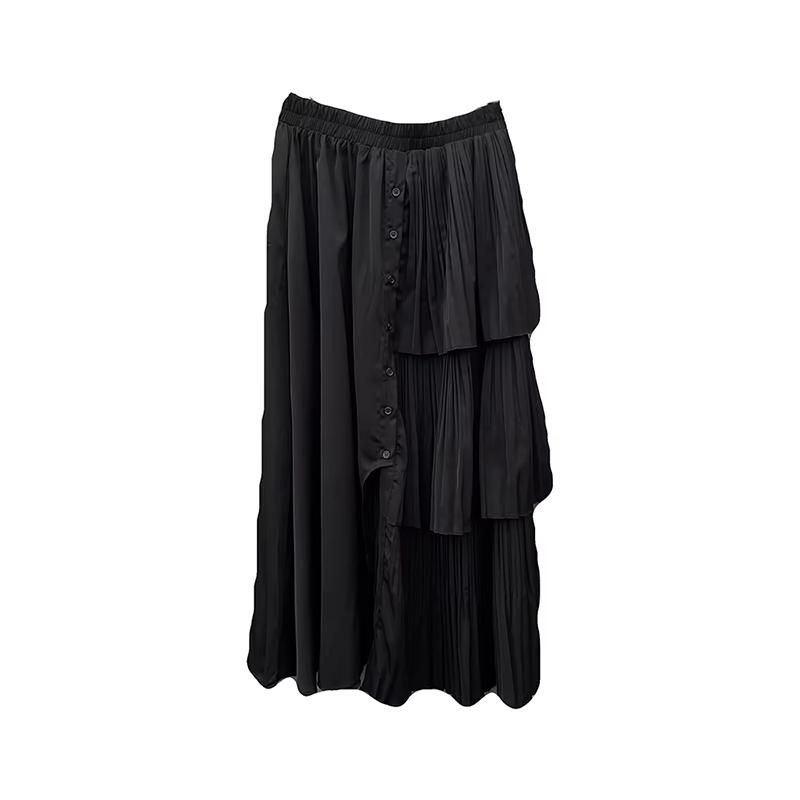 

XITAO Юбка с неровным подолом и пуговицами ZMY1077 One Size чёрный