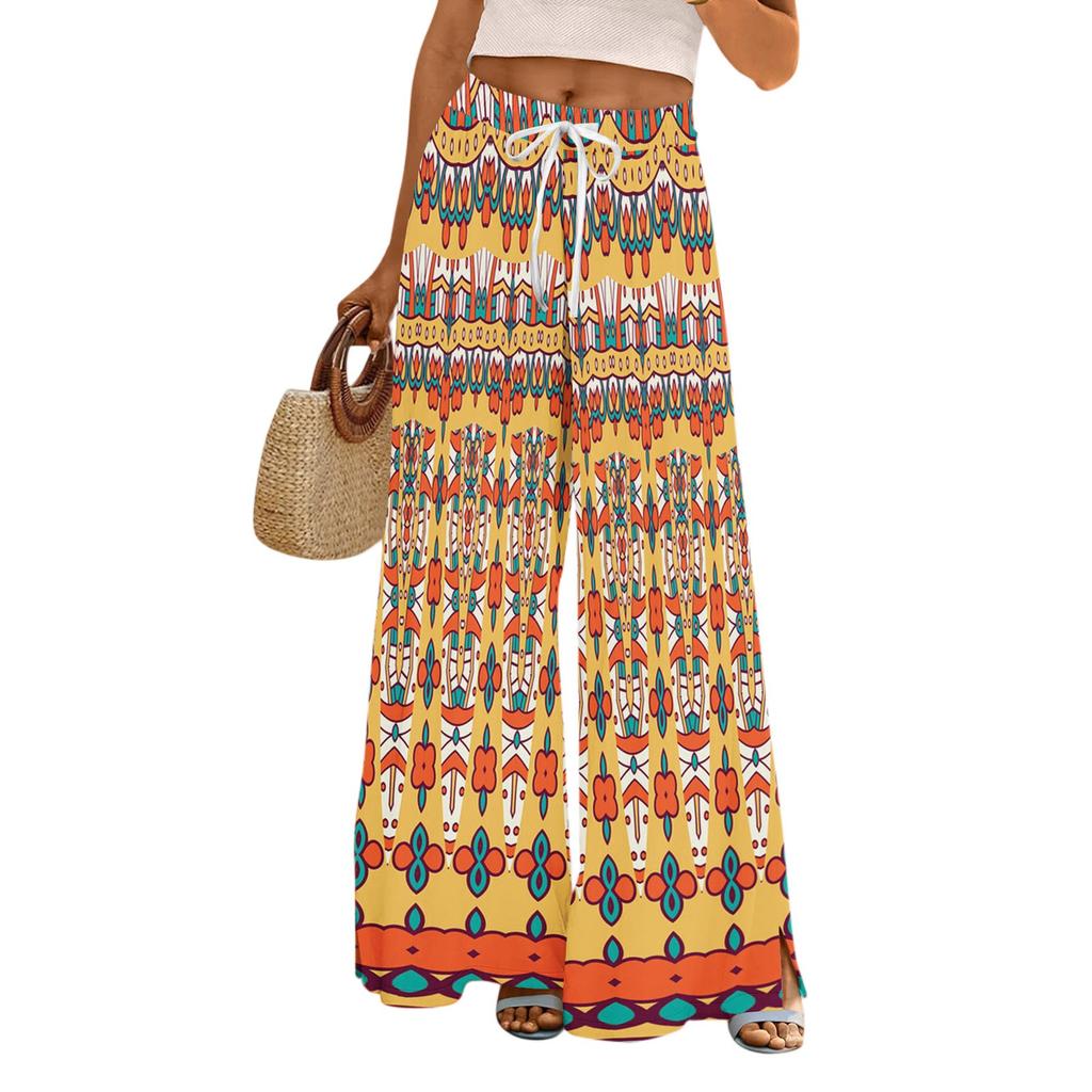Womens Pants Wide Leg Pants With Pockets Casual Trousers Printed  Elastic Waist Sweatpants