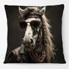 European Rabbit Badger Rooster Horse Animals Hipster with Glasses Painting Cushion Covers Decorative Pillowcase