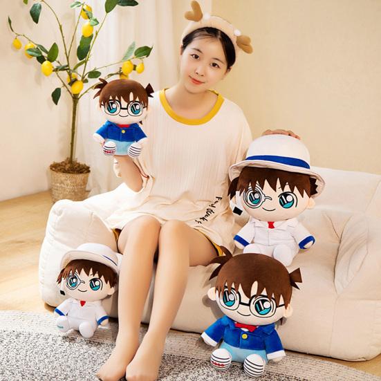 Anime Plush Toy Cute Uniform Doll Plushies Soft Throw Pillow Ornament Collectible Cartoon Detective Conan Kaito Kidd Stuffed Doll Toy Birthday Gift
