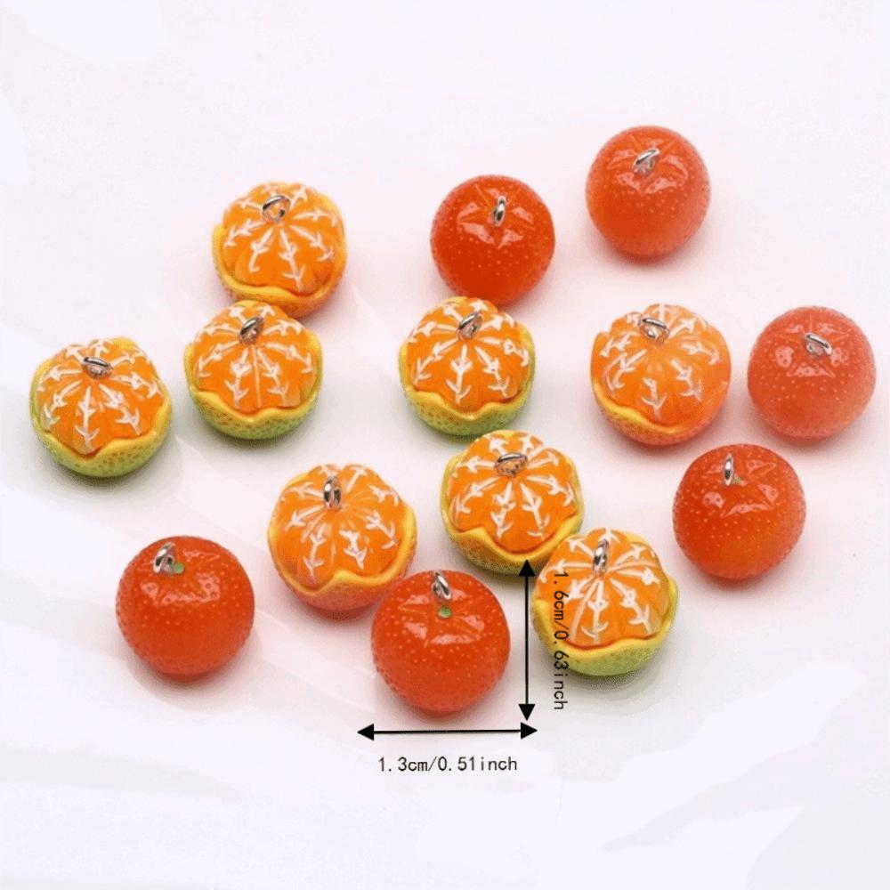10PCS/SET 3D Simulation Fruit Charms Pendant Handmade Pippin Orange Resin Spacer Loose Beads Small Peeled