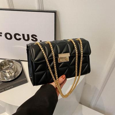 Bolsa feminina com design de fechadura em estilo estrangeiro, textura de losango, bolsa feminina casual, bolsa de ombro estilo estrangeiro, bolsa carteiro