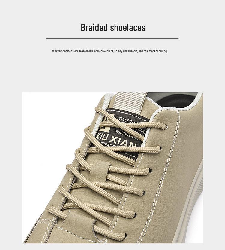 Men's Round Toe Genuine Leather Retro Lace-up Casual Shoes - Large Sizes Available