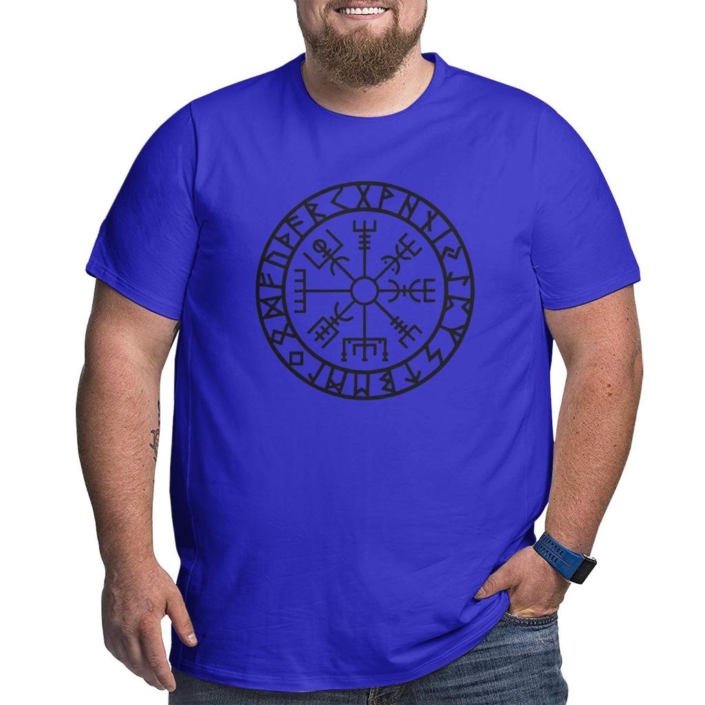 Vegvisir Futhark Runes Navigator T Shirt for Men Valhalla T-Shirt Big Tall Tee Clothing Plus Size Big Size Large 4XL 5XL 6XL