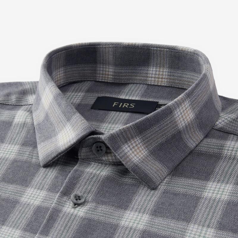 FIRS Men's Brushed Cotton Thickened Long-Sleeve Business Casual Shirt