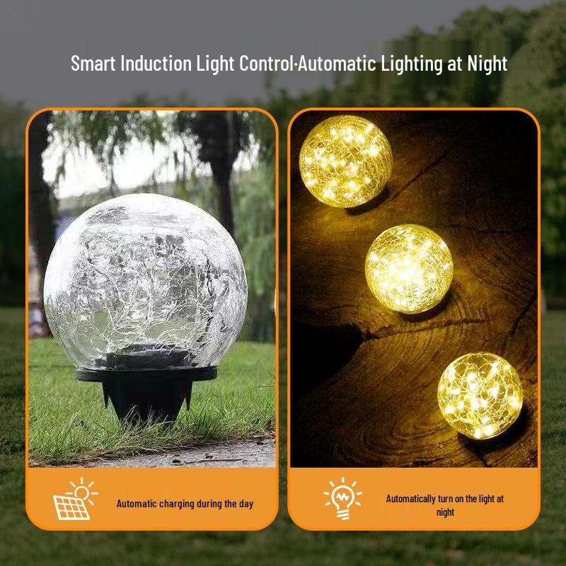 Solar-Powered Decorative Crackle Glass Lights for Garden & Courtyard