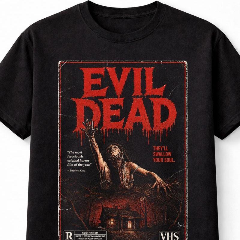 Gonosz halott Horror VHS Ház Zombi Retro Film Uniszex Póló