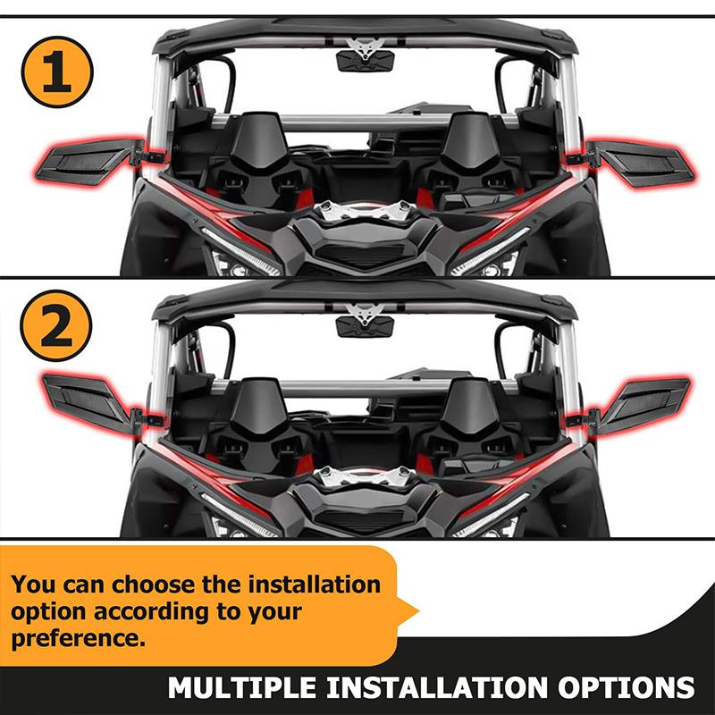 UTV Side Mirrors RZR Adjustable Side Mirrors with 1.5”-2” Roll Bar for Polars RZR 1000 Can Am Maverick Yamaha YXZ Rhino Pioneer