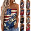Women's Summer Sexy Strapless Off-Shoulder Elastic Band Design Independence Day Print Top