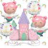 5pcs Fairy Castle Foil Balloon Set Princess-Themed Birthday Party Decoration Room Arrangements Birthday Photo Props