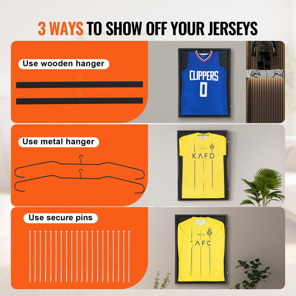 VEVOR 2PCs Jersey Display Frame Case, 23.3x31.2x1.5 in/59.2x79.2x3.8 cm