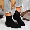 Foreign Trade New Pointed Short Tube Side Zipper Martin Boots Women's Cross-border Large Size Fashion Medium Heel Thin Bare Boots