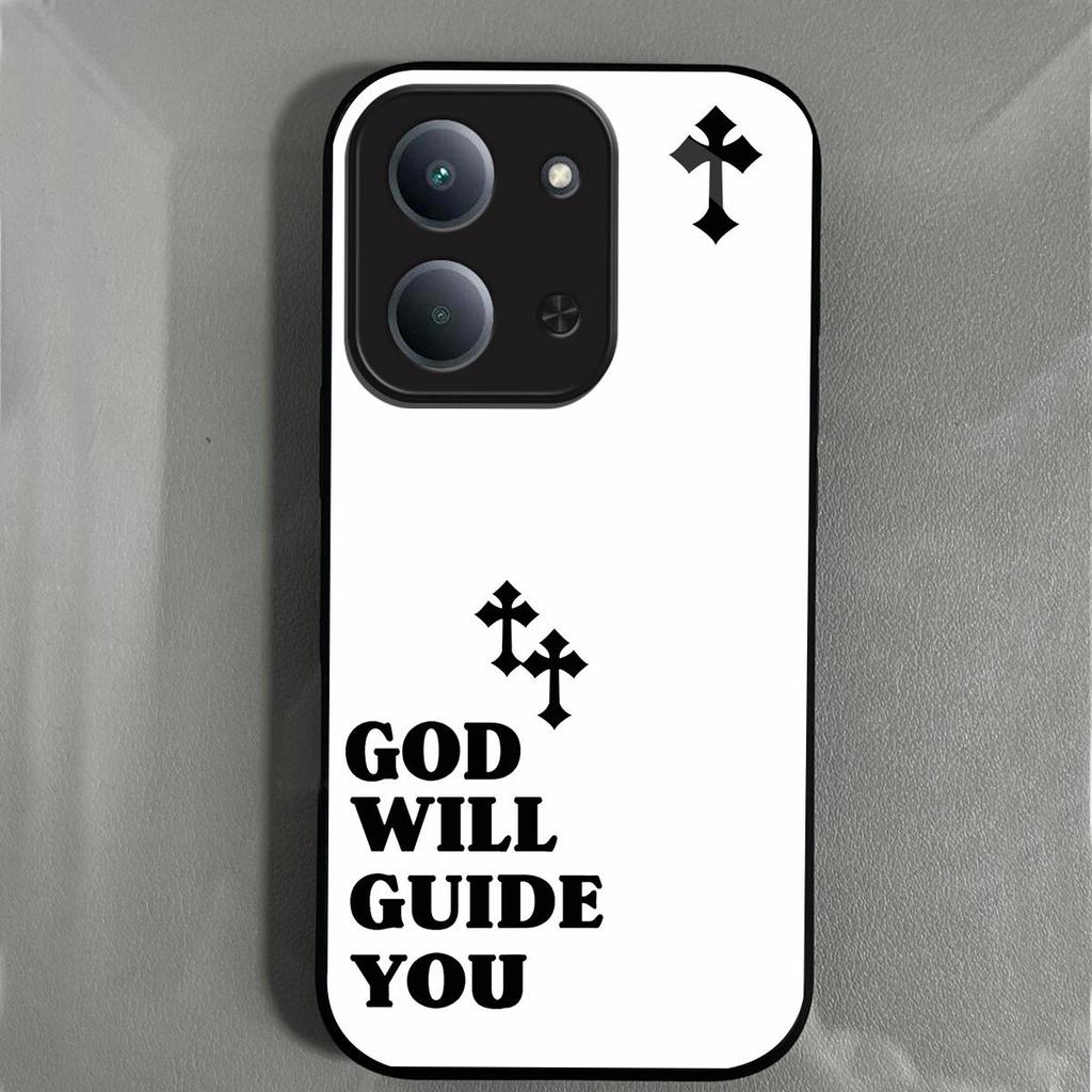 Retro Cross Letter Print Phone Case for Xiaomi Redmi 15C 4G 15 5G POCO C85 Acrylic TPU Hybrid Shockproof Cover