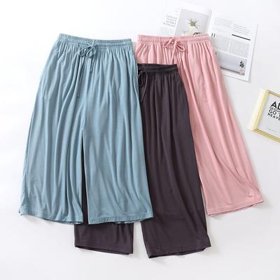 Sommer i japansk stil løse avkortede bukser dame modal tynne shorts ensfarget brede ben store størrelser hjemmebukser dameunderdel