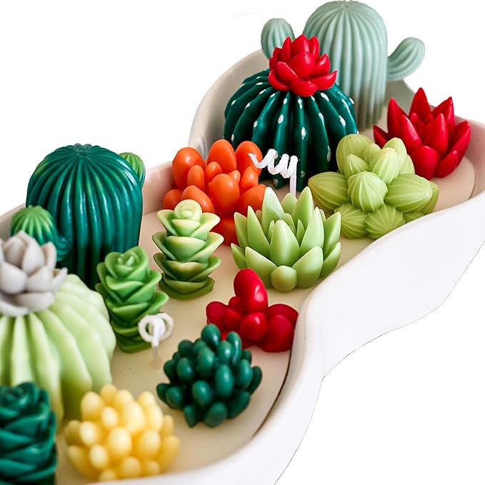 DIY Succulent Silicone Mold Flower Resin Mold 3D Cacti Candle Mold for Scented Candles Soaps Making Cake Dessert Mousse Mold
