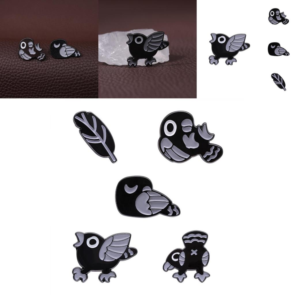 Trendy Animal Cartoon Style Black Punk Bird Brooch Eye-catching Metal Pin For Fashion Lovers