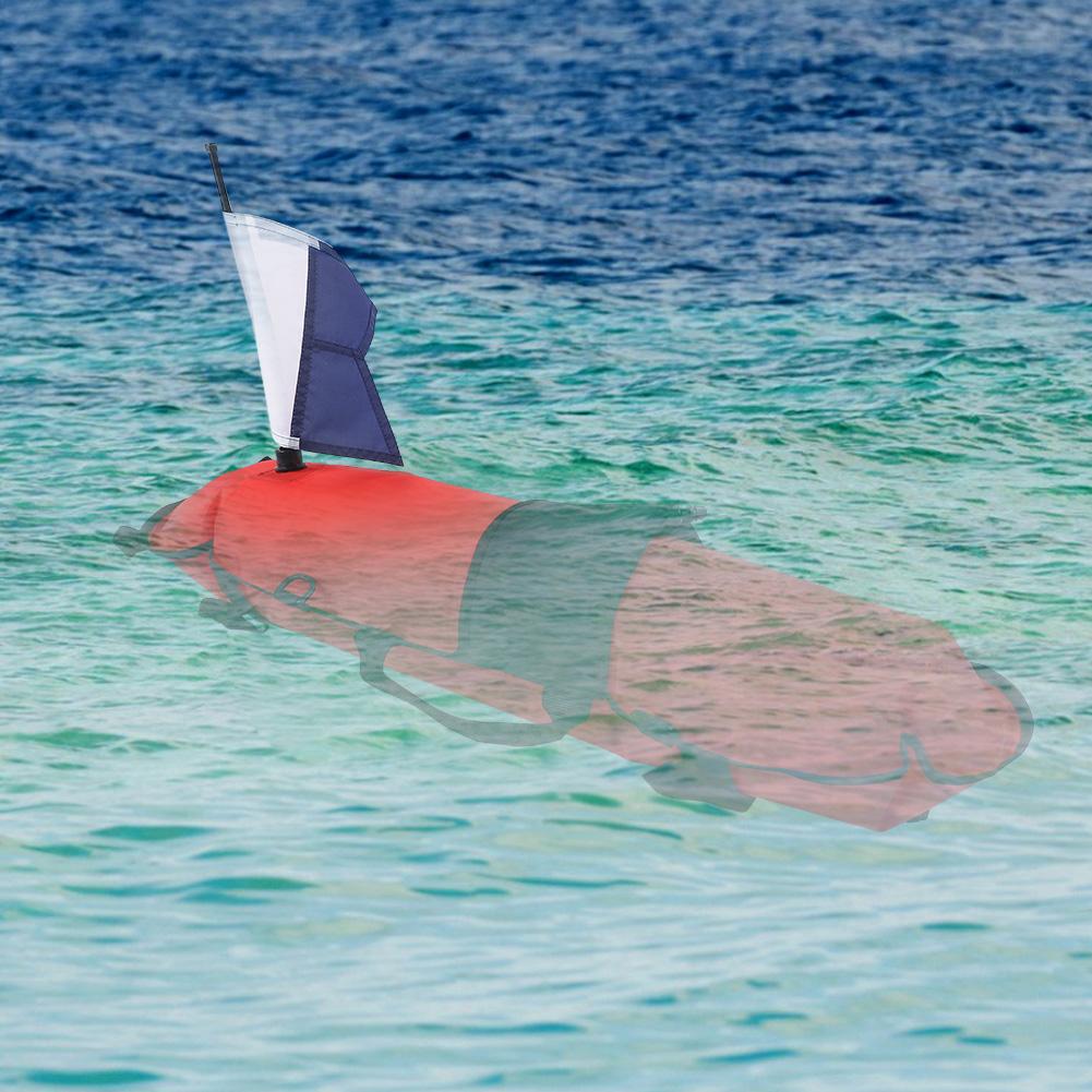 Outdoor Inflatable Float Scuba Diving Surface Marker Buoy with Dive Flag (Red)