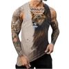 Letní Pánské Módní Ležérní Bez Rukávů Tílko s 3D Potiskem Zvířat s Kulatým Výstřihem