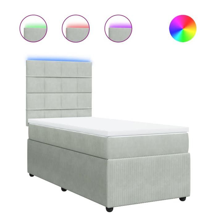VidaXL Sommier à lattes de lit et matelas Gris clair 90x190 cm Velours 3294514