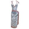 TS JYL-BK013 Retro Print Swimsuit With Chiffon Cover, Elegant Two-Piece Beach Swimwear Set