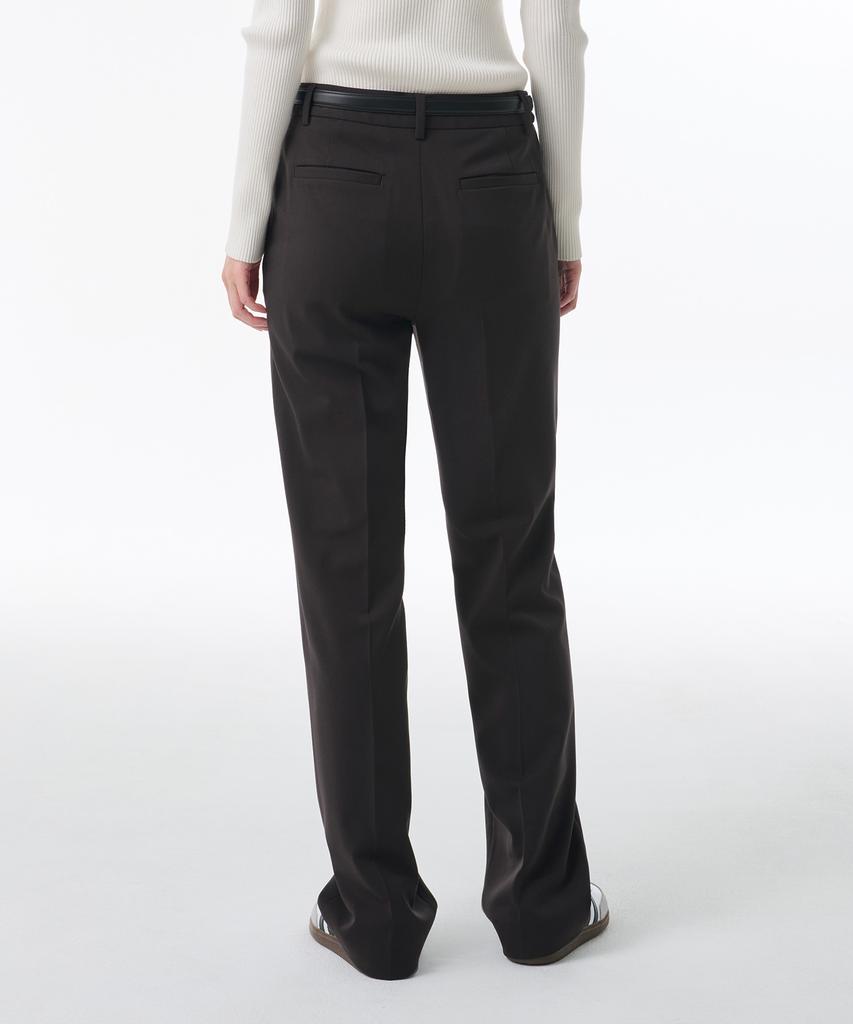 MUSINSA STANDARD WOMAN Women'S Slim Straight Hidden Elastic Waist Length Slacks [Dark Gray]