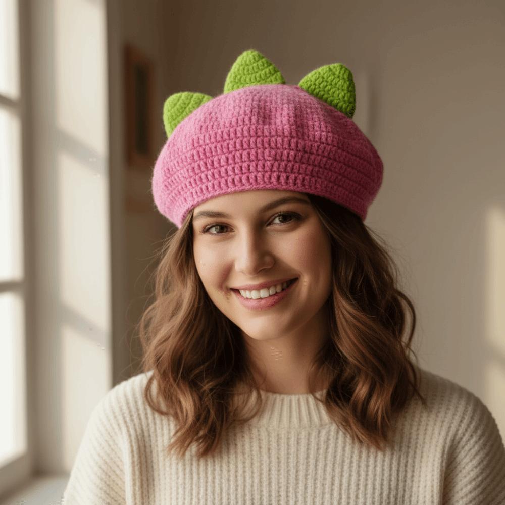 Japanese Persimmon Beret Kawaii Y2K Painter Hat Personality Knitted Hat  Women
