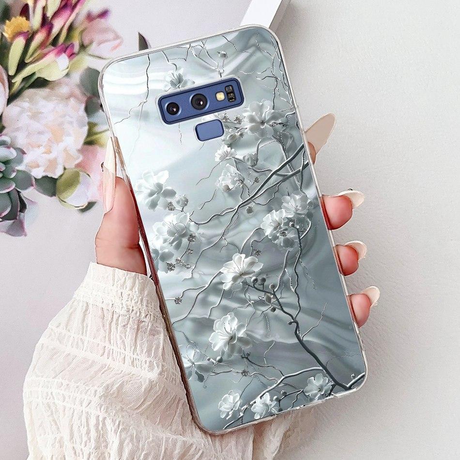 For Samsung Galaxy Note9 Elegant Floral Butterfly Phone Case For Samsung Note 9 SM-N960F SM-N9600 Soft Silicone TPU Cases