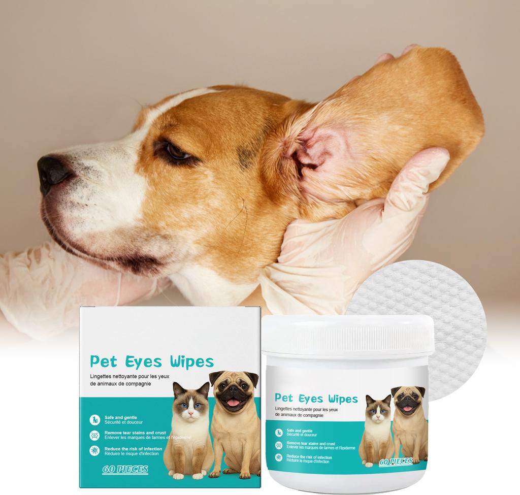 Cat And Dog Eye And Ear Cleaning Wet Wipes, Gentle  Pads For Removing Pet Tear Stains 10ml