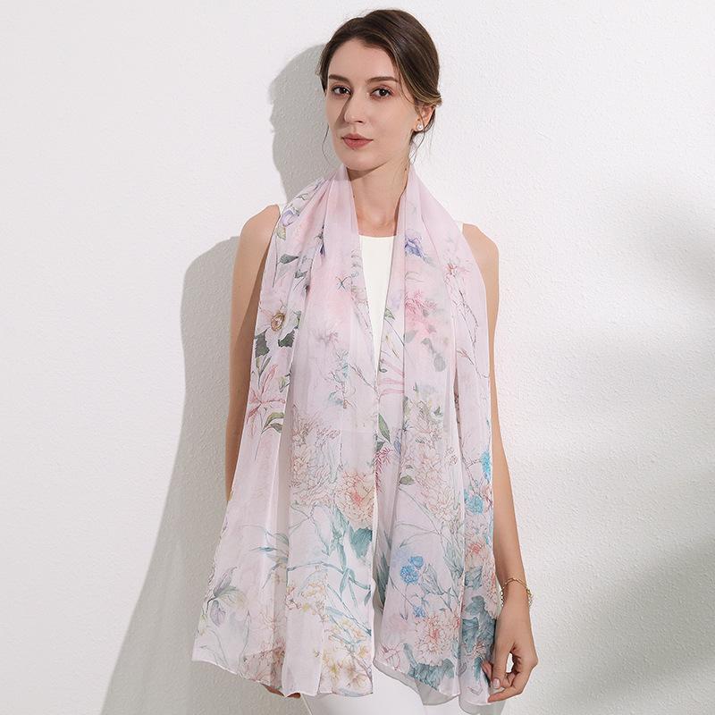 Shanghai Story New Mulberry Silk Scarf Women's Summer Thin Versatile Printed Shawl Mom Gift Scarf