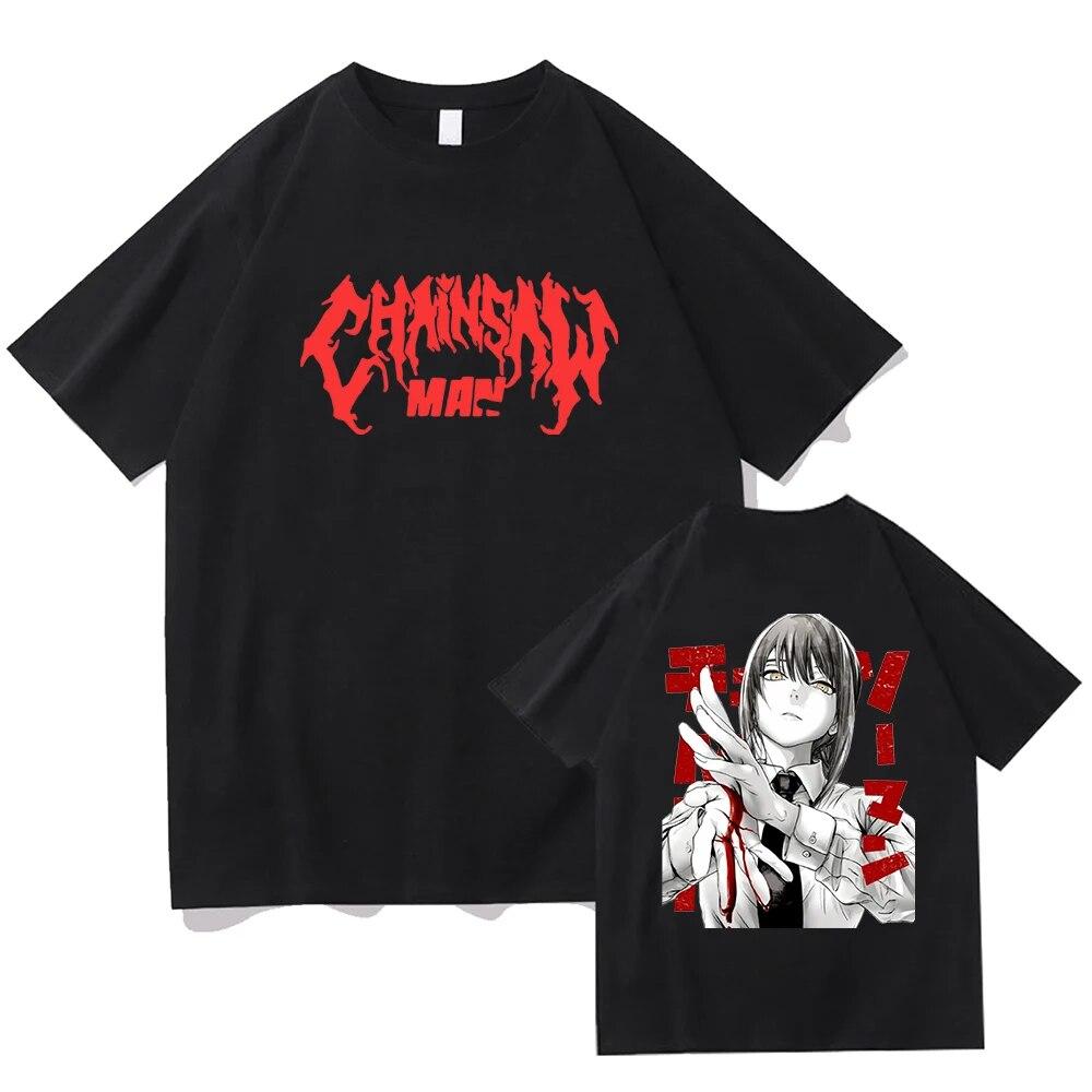 Japonské anime Chainsaw Unisexové tričko s grafickým potiskem Makima Unisex Unisex Trička vysoké kvality Ležérní volné tričko Harajuku Unisexové tričko