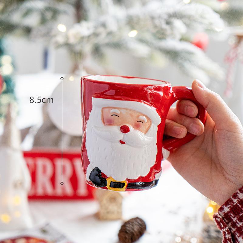 Santa Claus Mug Cartoon Ceramic Coffee Cup Decorate Home Breakfast Drinks Oatmeal Milk Mug Fine Ceramic Coffee Cup Holiday Gifts
