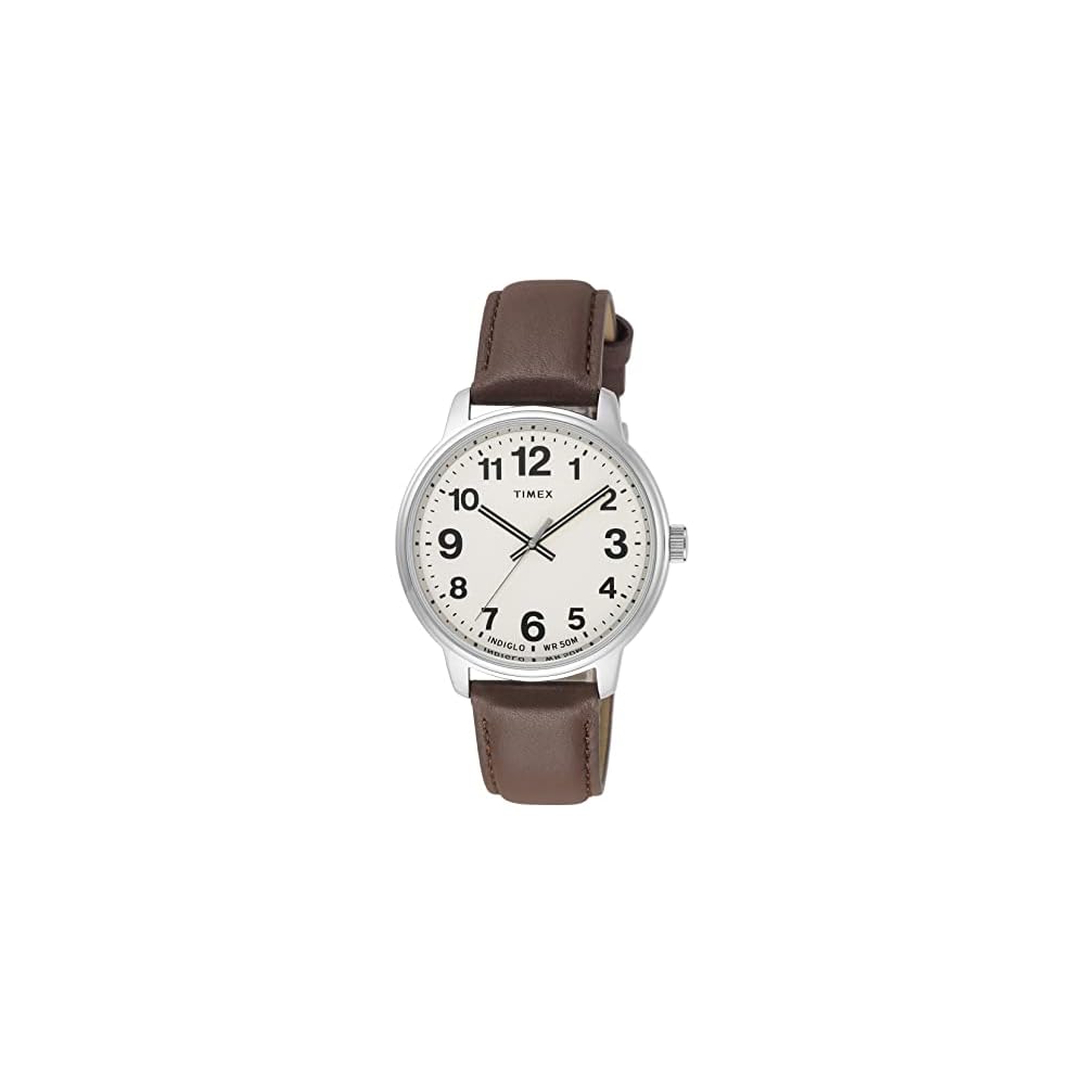 Timex Easy Reader Cream Dial Brass Mineral Glass Quartz 43MM Men s Watch Brown