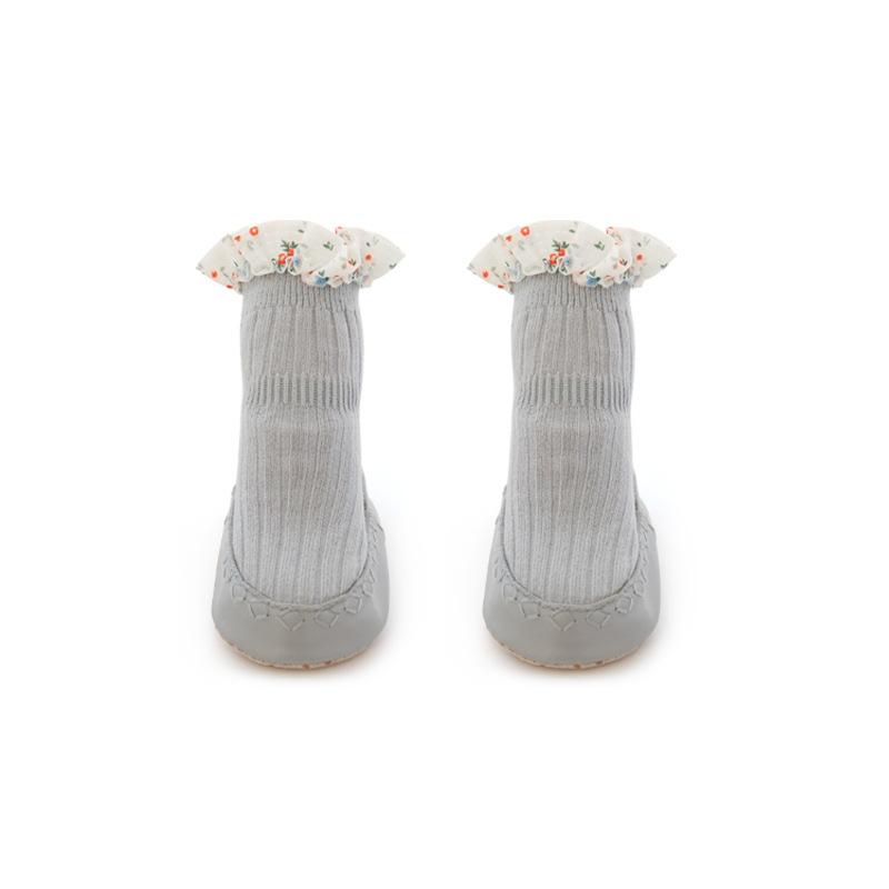 Anti-Rutsch Neugeborenen Baby Leder Sohle Bodensocken im koreanischen Stil mit großer Schleife zum Laufen für Kleinkinder Rutschfeste Fußbekleidung Socken