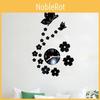 Premium 3d Mirror Butterfly Flower Clock Wall Sticker With Removable Design