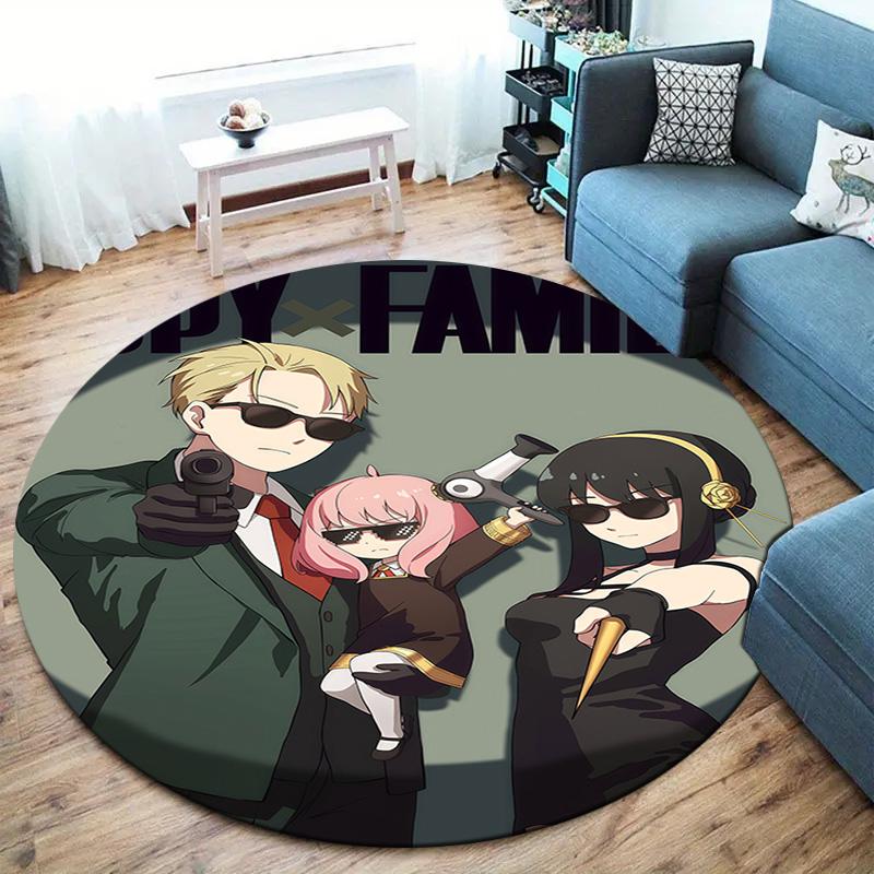 Spyfamily Round Area Rug Carpet Rug For Living Room Bedroom Sofa Playroom Decor Nonslip Floor Mat