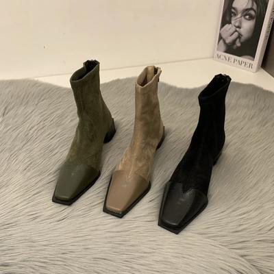 Stivaletti alla Caviglia da Donna Moda Pelliccia Scamosciata Tacco Medio Stivaletti Corti Autunno Inverno Signore Eleganti Punta Quadrata Cerniere Posteriori Botas Mujer 2025