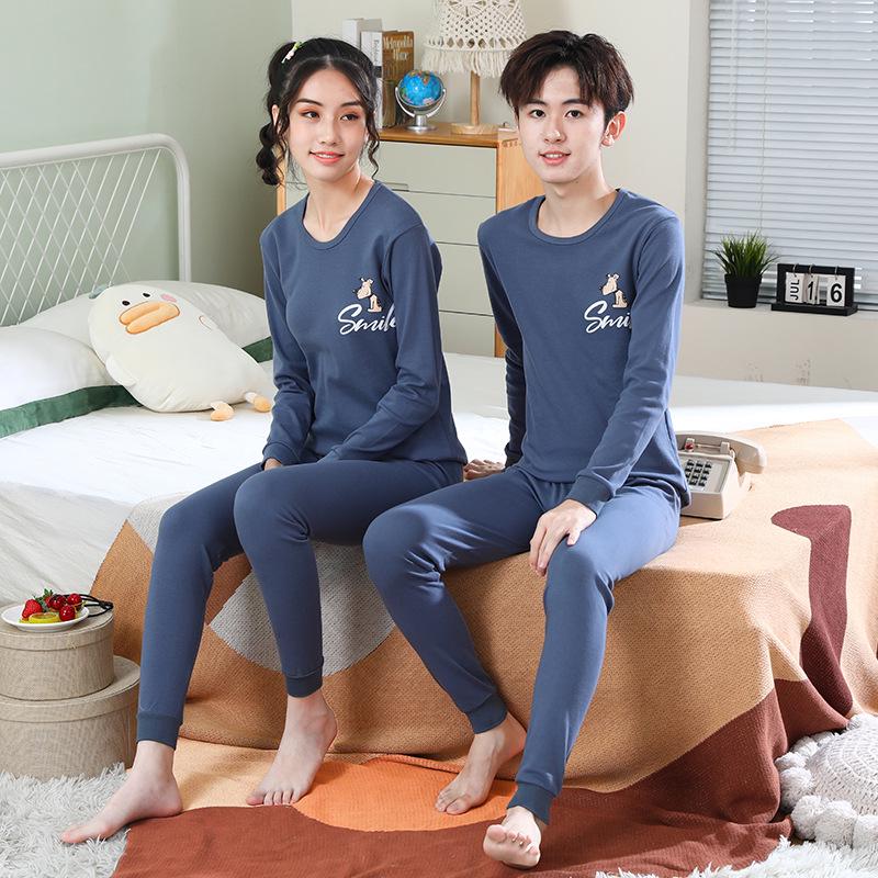 Teen Boys' Autumn Cotton Clothes Set: Thin Style Underwear and Wool Shirt for Junior High Students