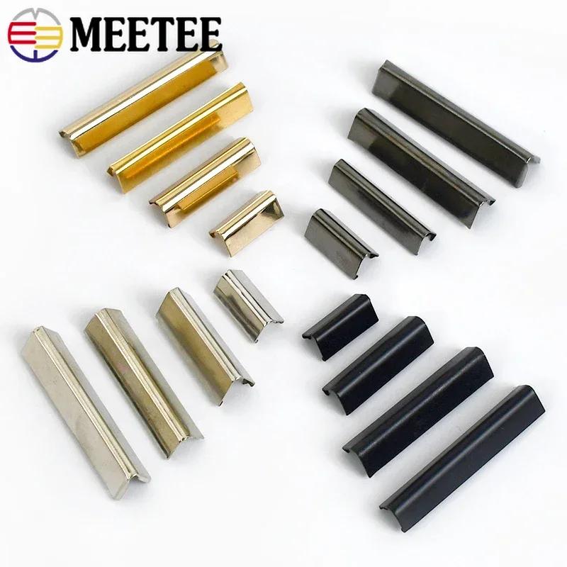 10Pcs Meetee 10-60mm Metal Tail Clip Buckle Bag Strap Webbing End Stopper Clasp Clothes Belt Hook DIY Leather Crafts Accessories