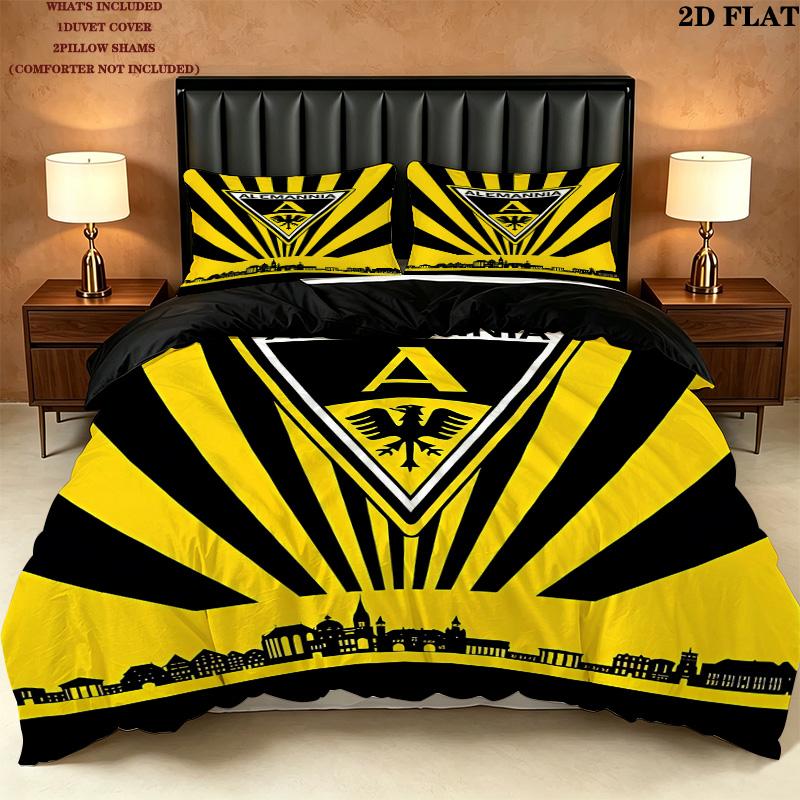 Alemannia Aachen Pattern Bedding Quilt Set Quilt Cover Pillowcase Home Birthday Gift(1 * duvet cover + 2 * pillowcase, without core)