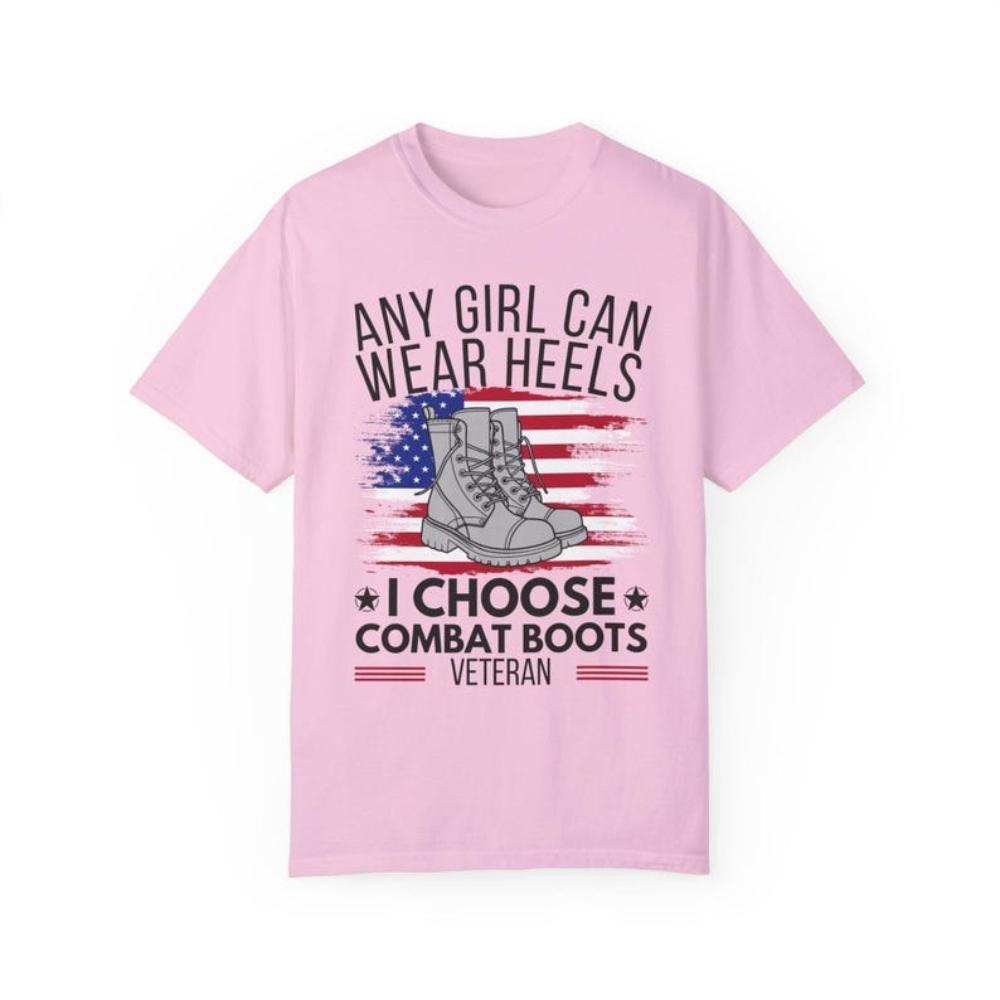 I Choose Combat Boots Female Veteran Shirt US Female Veteran Shirt Patriotic Military Veterans Day Women Clothing Cotton Tops