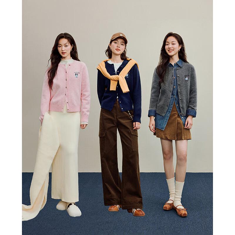 Yinman Women's Embroidered Brushed Knit Sweater Cardigan