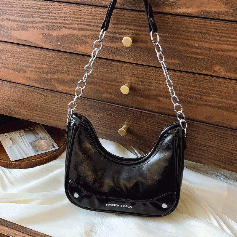 

New fashion casual versatile shoulder bag women s retro personalized chain texture high-end design messenger bag чёрный
