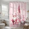 1pc Pink Merry Christmas Santa Claus Print Waterproof Shower Curtain Partition Privacy Hanging Curtain 12 Hooks Multiple Sizes