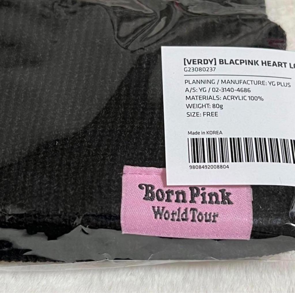 [USED] BLACKPINK VERDY knit hat with heart logo in black pink
