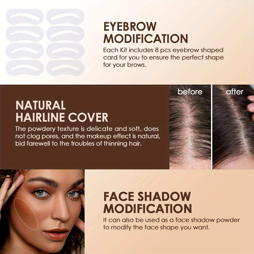 Eyebrow Definer Powder Stamp Makeup with 8 Reusable Stencils Long Lasting Hairline Shadow Powder Hair Chalk Hair Fluffy Powder