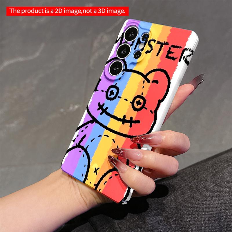 2DFlat Samsung phone case Rainbow Monster Bear Phone Case Applicable to Galaxy S22 S23 S24 S25ULTRA S26 A12 A13 A14 A15 A16  A34 A35 A54 A55
