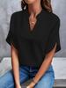 2024 Summer Fashion Women's V-neck Loose Solid Color Casual Top