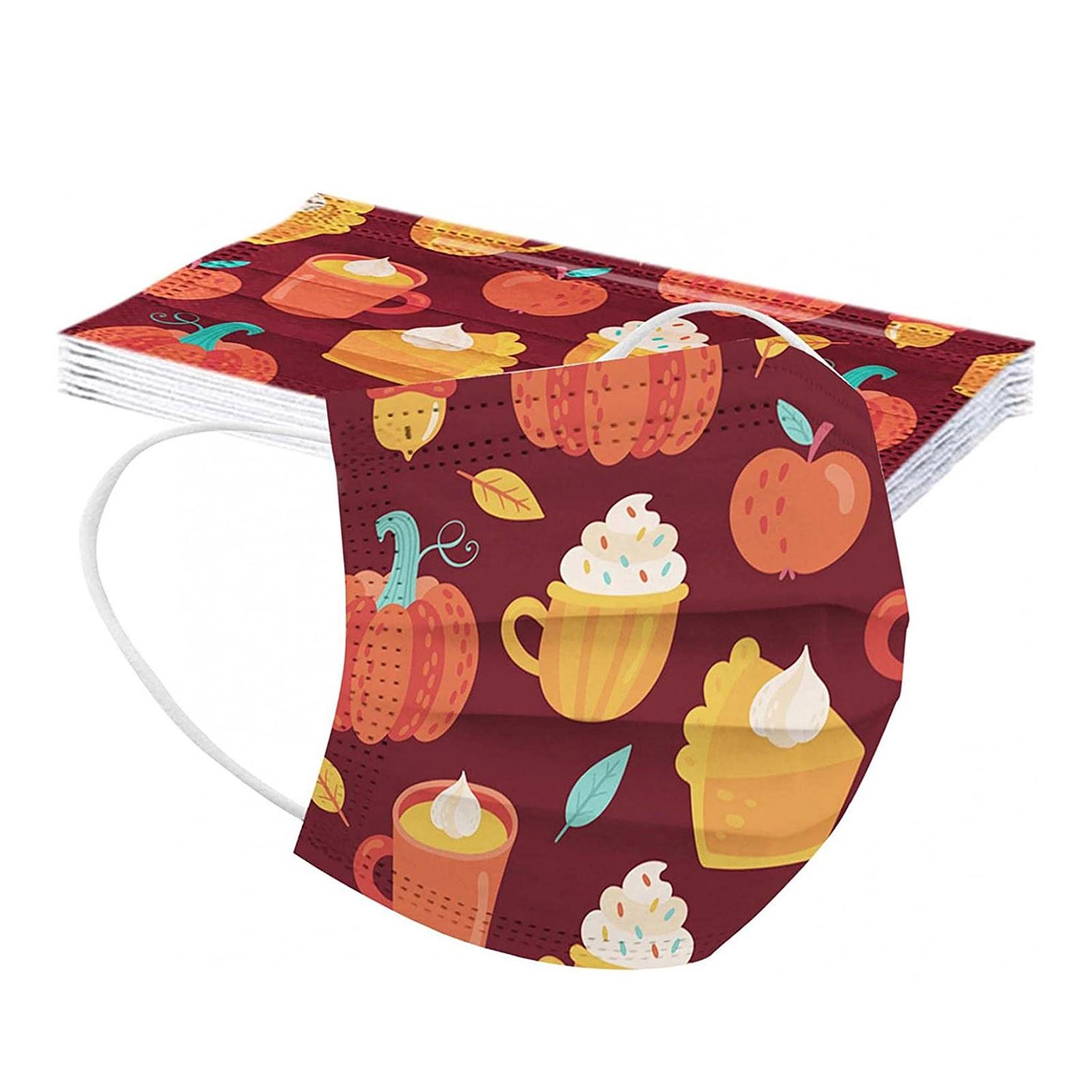 

10 шт. Одноразовая маска для лица для взрослых с принтом индейки и Дня благодарения, дышащая, пылезащитная, защитная маска жёлтый